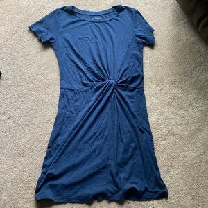 Cotton navy knot dress by Velvet